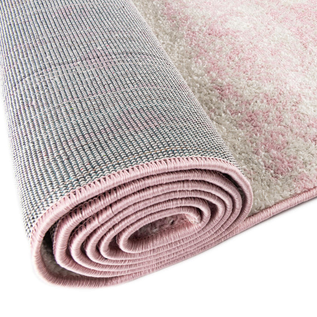 Ivory and Pink 10' x 10' Tribal Trellis Round Area Rug Geometric Southwestern Inspired Durable Carpet for Home Interior Design for Sale at Rug Engine