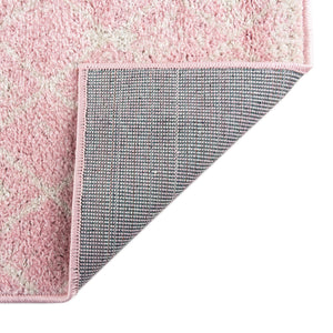 Ivory and Pink 6' x 6' Tribal Trellis Square Area Rug Geometric Southwestern Inspired Durable Carpet for Home Interior Design for Sale at Rug Engine