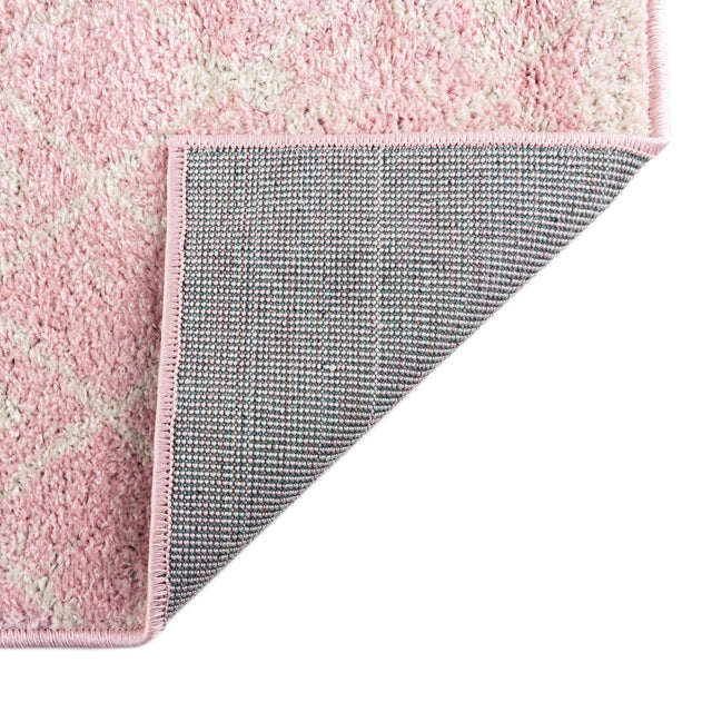 Ivory and Pink 6' x 6' Tribal Trellis Square Area Rug Geometric Southwestern Inspired Durable Carpet for Home Interior Design for Sale at Rug Engine