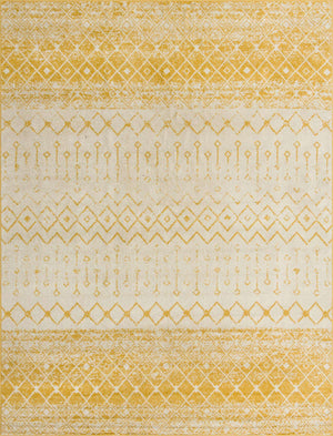 Ivory and Yellow 10' x 13' 1 Tribal Trellis Rectangle Area Rug Geometric Southwestern Inspired Durable Carpet for Home Interior Design for Sale at Rug Engine