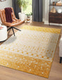Ivory and Yellow 6' 1 x 9' Tribal Trellis Rectangle Area Rug Geometric Southwestern Inspired Durable Carpet for Home Interior Design for Sale at Rug Engine