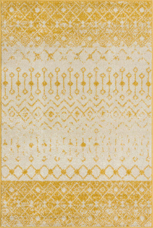 Ivory and Yellow 4' 1 x 6' 1 Tribal Trellis Rectangle Area Rug Geometric Southwestern Inspired Durable Carpet for Home Interior Design for Sale at Rug Engine