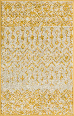 Ivory and Yellow 2' x 3' 1 Tribal Trellis Rectangle Area Rug Geometric Southwestern Inspired Durable Carpet for Home Interior Design for Sale at Rug Engine