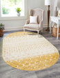 Ivory and Yellow 5' 3 x 8' Tribal Trellis Oval Area Rug Geometric Southwestern Inspired Durable Carpet for Home Interior Design for Sale at Rug Engine