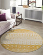 Ivory and Yellow 10' x 10' Tribal Trellis Round Area Rug Geometric Southwestern Inspired Durable Carpet for Home Interior Design for Sale at Rug Engine