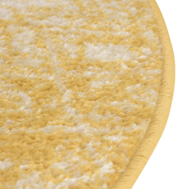 Ivory and Yellow 5' 3 x 5' 3 Tribal Trellis Round Area Rug Geometric Southwestern Inspired Durable Carpet for Home Interior Design for Sale at Rug Engine