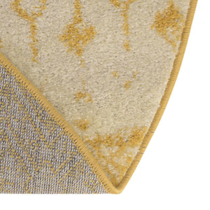 Ivory and Yellow 5' 3 x 5' 3 Tribal Trellis Round Area Rug Geometric Southwestern Inspired Durable Carpet for Home Interior Design for Sale at Rug Engine