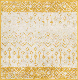 Ivory and Yellow 3' 1 x 3' 1 Tribal Trellis Square Area Rug Geometric Southwestern Inspired Durable Carpet for Home Interior Design for Sale at Rug Engine