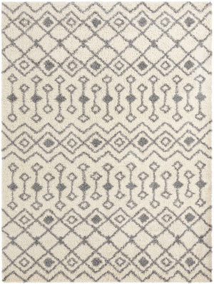Ivory 11' x 14' Moroccan Trellis Shag Rectangle Rug