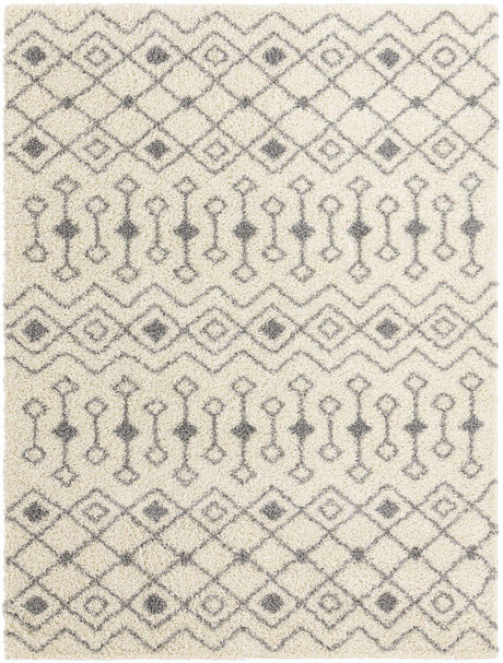 Ivory 9' x 12' Moroccan Trellis Shag Rectangle Rug