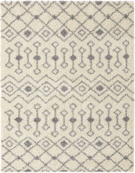 Ivory 8' x 10' Moroccan Trellis Shag Rectangle Rug