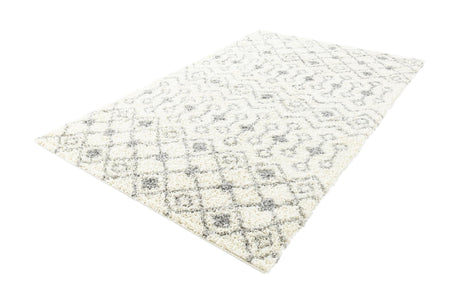 Ivory 6' 1 x 9' Moroccan Trellis Shag Rectangle Area Rug Thick Soft Touch Fluffy & Plush Shaggy Pile 100% Polypropylene Geometric Traditional Carpet for Sale at Rug Engine