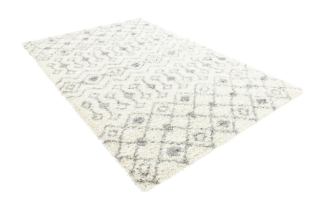 Ivory 6' 1 x 9' Moroccan Trellis Shag Rectangle Area Rug Thick Soft Touch Fluffy & Plush Shaggy Pile