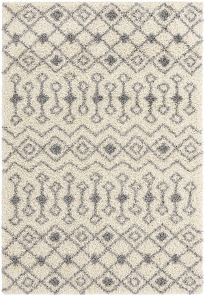 Ivory 6' 1 x 9' Moroccan Trellis Shag Rectangle Area Rug Thick Soft Touch Fluffy & Plush Shaggy Pile
