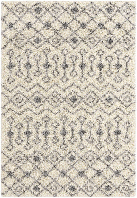 Ivory 6' 1 x 9' Moroccan Trellis Shag Rectangle Area Rug Thick Soft Touch Fluffy & Plush Shaggy Pile