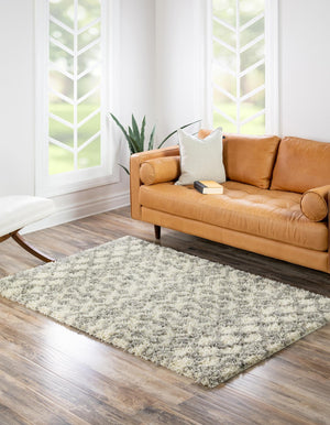 Ivory 8' x 10' Moroccan Trellis Shag Rectangle Rug