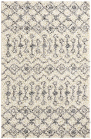 Ivory 5' 3 x 8' Moroccan Trellis Shag Rectangle Rug