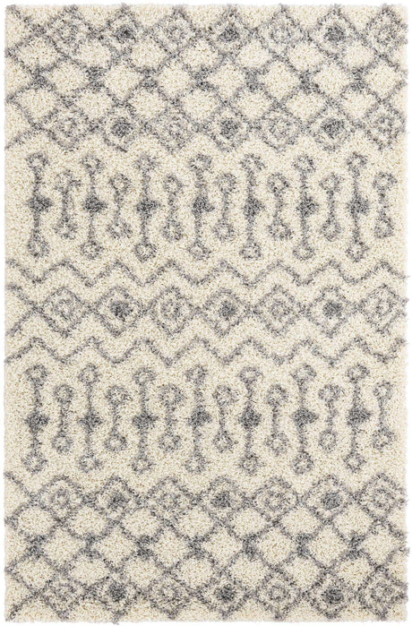 Ivory 5' 3 x 8' Moroccan Trellis Shag Rectangle Rug