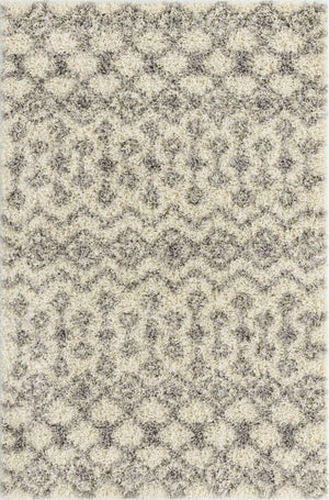 Ivory 4' 1 x 6' 1 Moroccan Trellis Shag Rectangle Area Rug Thick Soft Touch Fluffy & Plush Shaggy Pile