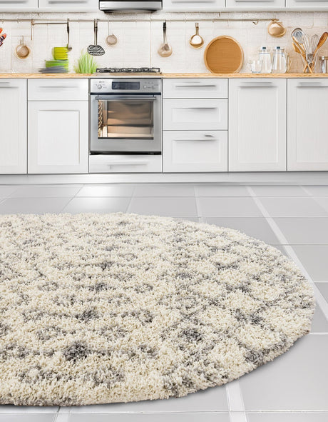 Ivory 4' 1 x 6' 1 Moroccan Trellis Shag Oval Area Rug Thick Soft Touch Fluffy & Plush Shaggy Pile 100% Polypropylene Geometric Traditional Carpet for Sale at Rug Engine
