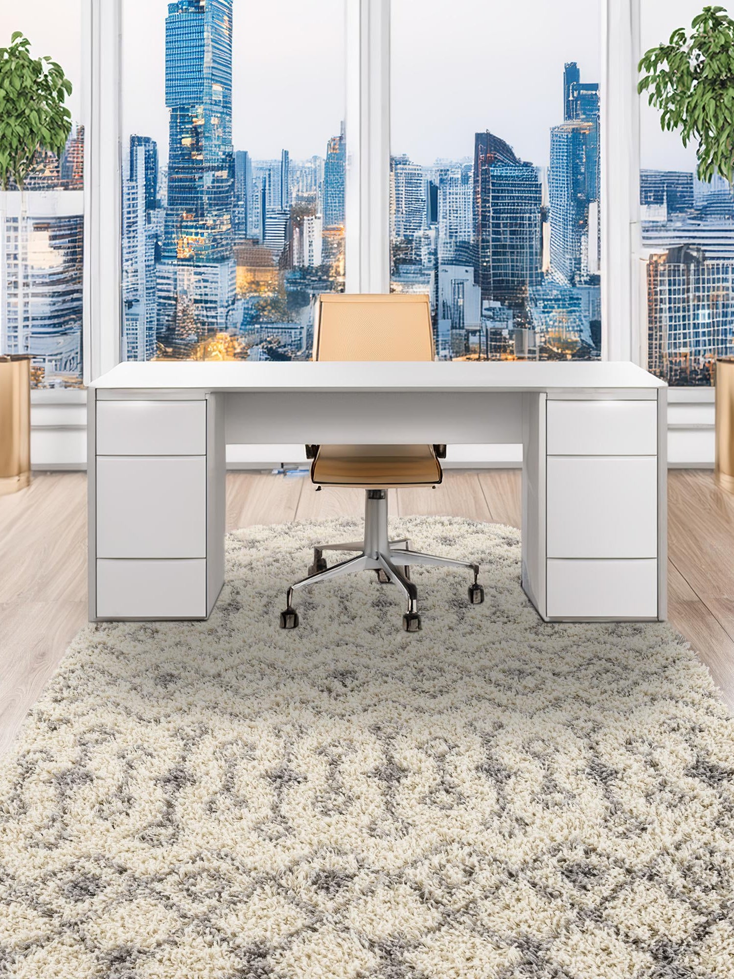 Ivory 7' 10 x 10' Moroccan Trellis Shag Oval Area Rug Thick Soft Touch Fluffy & Plush Shaggy Pile 100% Polypropylene Geometric Traditional Carpet for Sale at Rug Engine