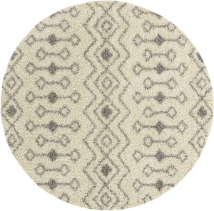 Ivory 8' x 8' Moroccan Trellis Shag Round Rug