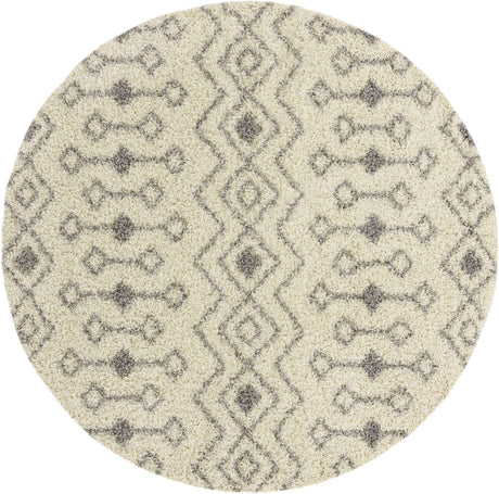 Ivory 8' x 8' Moroccan Trellis Shag Round Rug