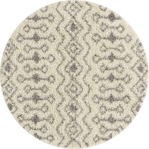 Ivory 6' x 6' Moroccan Trellis Shag Round Rug
