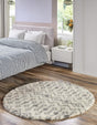 Ivory 10' x 10' Moroccan Trellis Shag Round Rug