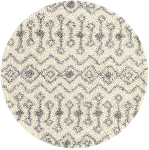 Ivory 5' 3 x 5' 3 Moroccan Trellis Shag Round Rug