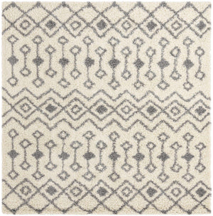 Ivory 10' x 10' Moroccan Trellis Shag Square Area Rug Thick Soft Touch Fluffy & Plush Shaggy Pile