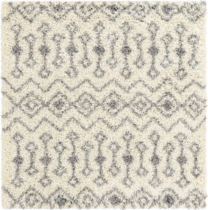 Ivory 5' 3 x 5' 3 Moroccan Trellis Shag Square Rug