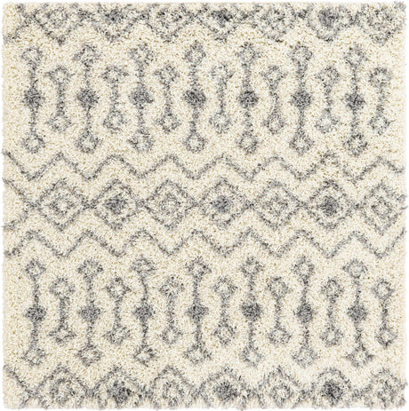 Ivory 5' 3 x 5' 3 Moroccan Trellis Shag Square Rug