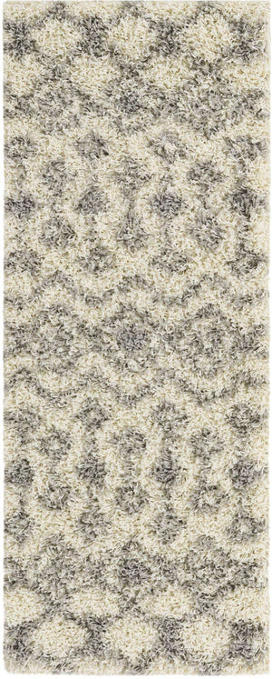 Ivory 2' x 5' 1 Moroccan Trellis Shag Runner Area Rug Thick Soft Touch Fluffy & Plush Shaggy Pile