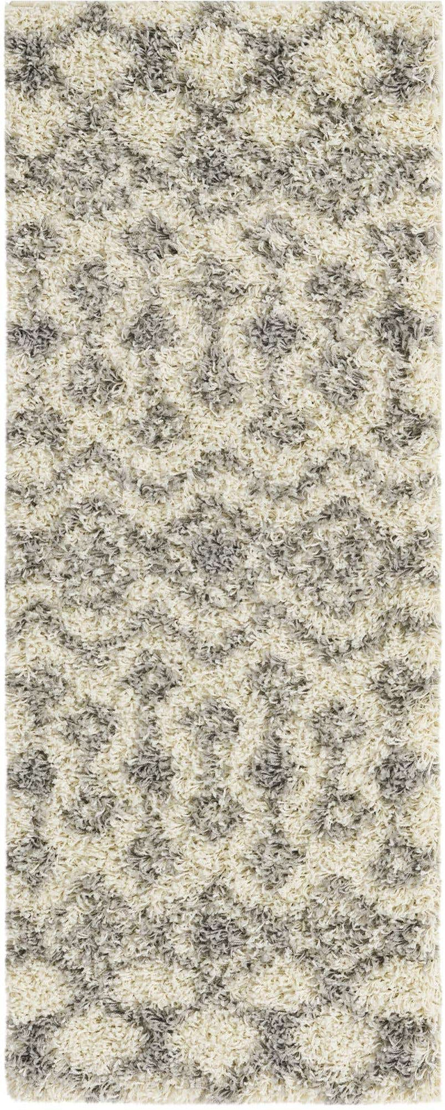 Ivory 2' x 5' 1 Moroccan Trellis Shag Runner Area Rug Thick Soft Touch Fluffy & Plush Shaggy Pile