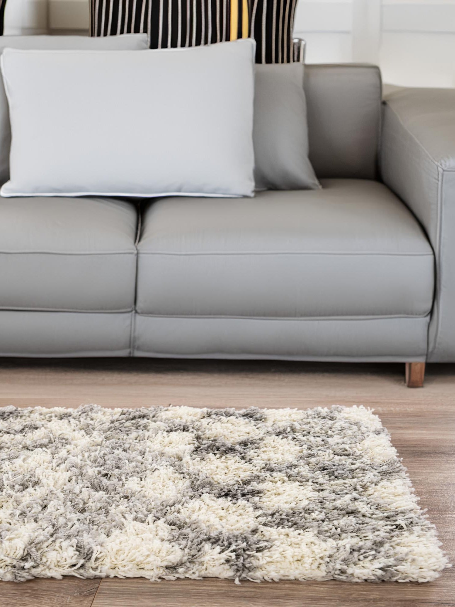 Ivory 2' x 6' 1 Moroccan Trellis Shag Runner Area Rug Thick Soft Touch Fluffy & Plush Shaggy Pile 100% Polypropylene Geometric Traditional Carpet for Sale at Rug Engine