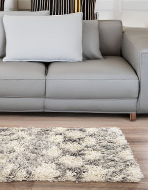 Ivory 2' x 6' 1 Moroccan Trellis Shag Runner Area Rug Thick Soft Touch Fluffy & Plush Shaggy Pile