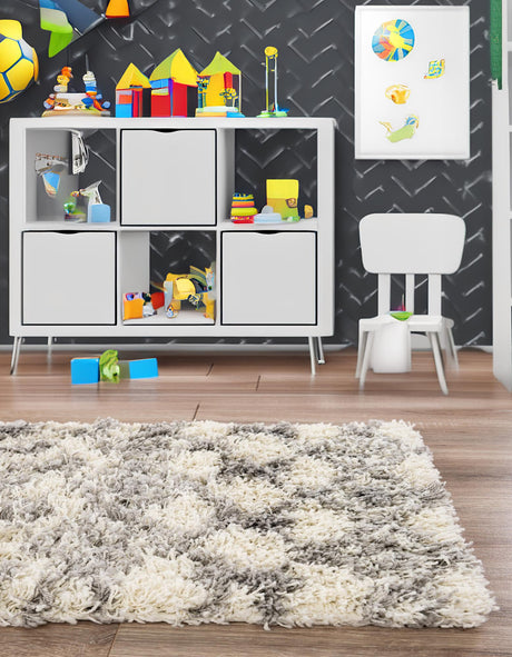 Ivory 3' 3 x 16' 5 Moroccan Trellis Shag Runner Area Rug Thick Soft Touch Fluffy & Plush Shaggy Pile 100% Polypropylene Geometric Traditional Carpet for Sale at Rug Engine