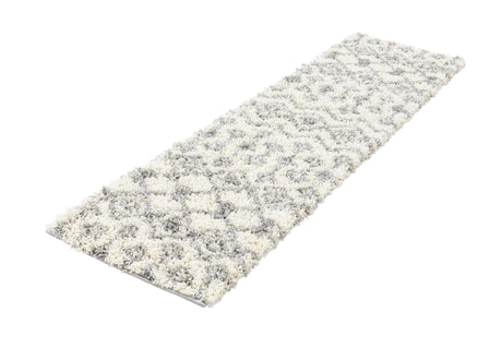 Ivory 2' x 7' 1 Moroccan Trellis Shag Runner Area Rug Thick Soft Touch Fluffy & Plush Shaggy Pile 100% Polypropylene Geometric Traditional Carpet for Sale at Rug Engine