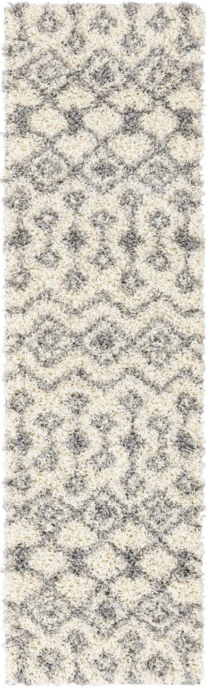 Ivory 2' x 7' 1 Moroccan Trellis Shag Runner Area Rug Thick Soft Touch Fluffy & Plush Shaggy Pile