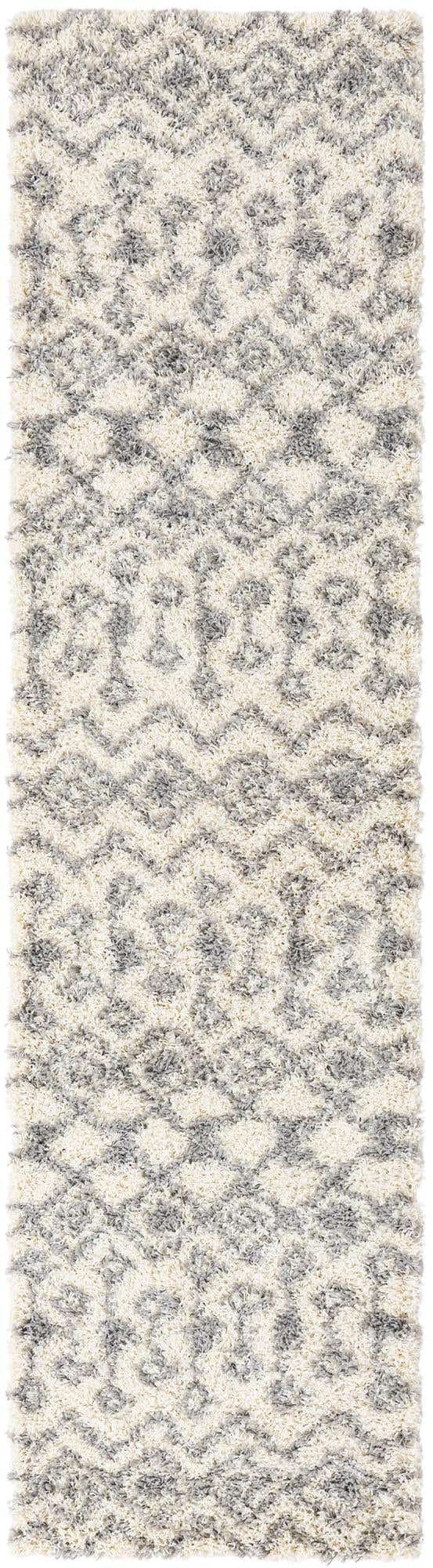 Ivory 2' 7 x 10' Moroccan Trellis Shag Runner Area Rug Thick Soft Touch Fluffy & Plush Shaggy Pile