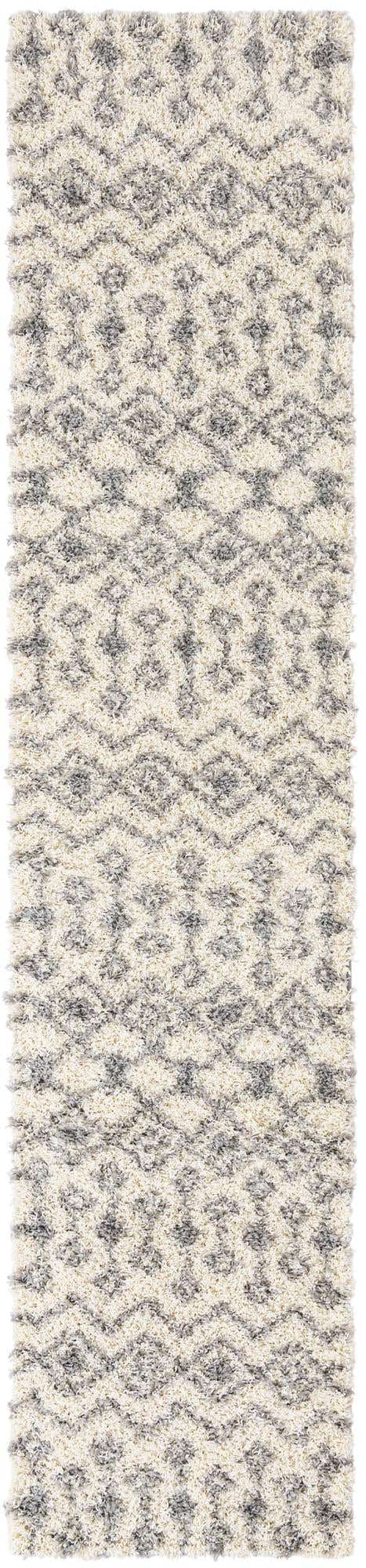 Ivory 2' 7 x 12' Moroccan Trellis Shag Runner Area Rug Thick Soft Touch Fluffy & Plush Shaggy Pile