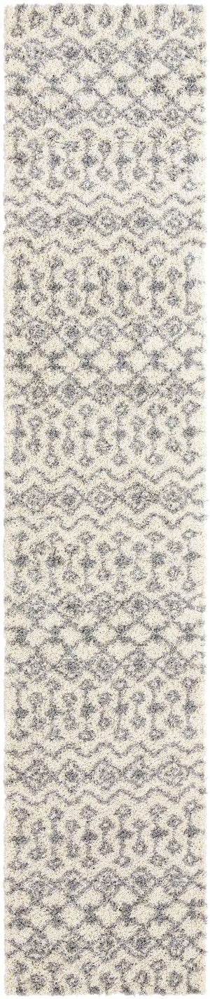 Ivory 3' 3 x 16' 5 Moroccan Trellis Shag Runner Area Rug Thick Soft Touch Fluffy & Plush Shaggy Pile