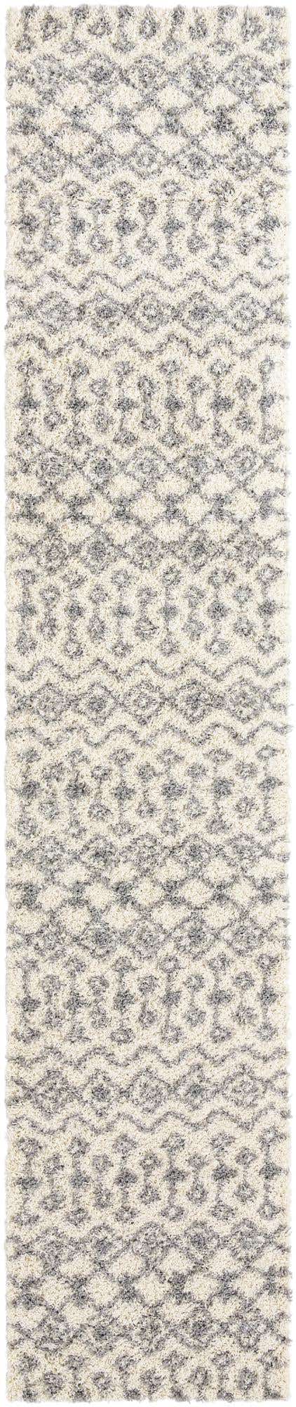 Ivory 3' 3 x 16' 5 Moroccan Trellis Shag Runner Area Rug Thick Soft Touch Fluffy & Plush Shaggy Pile