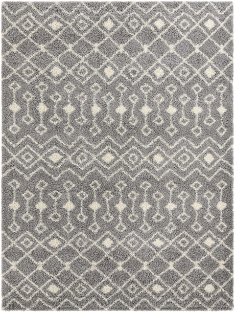 Gray 11' x 14' Moroccan Trellis Shag Rectangle Rug