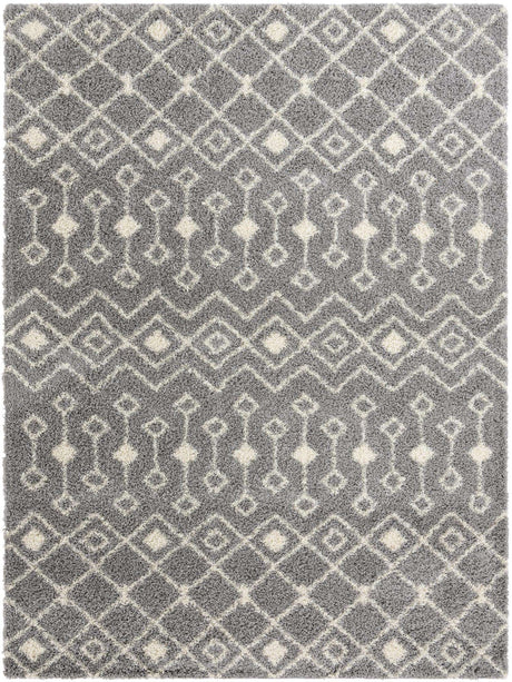 Gray 10' x 13' Moroccan Trellis Shag Rectangle Rug