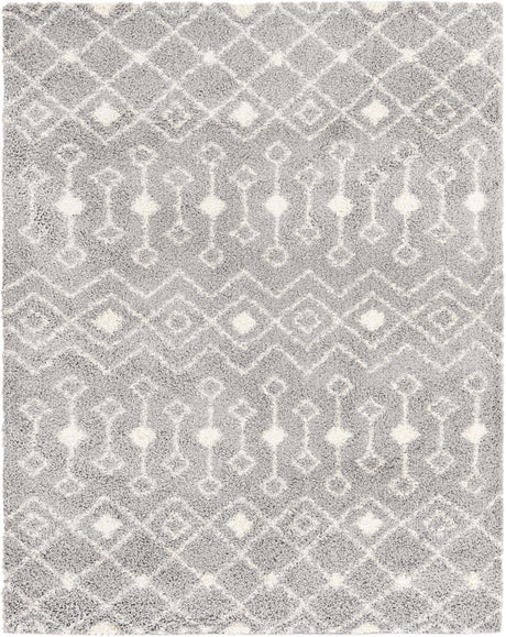 Gray 8' x 10' Moroccan Trellis Shag Rectangle Rug