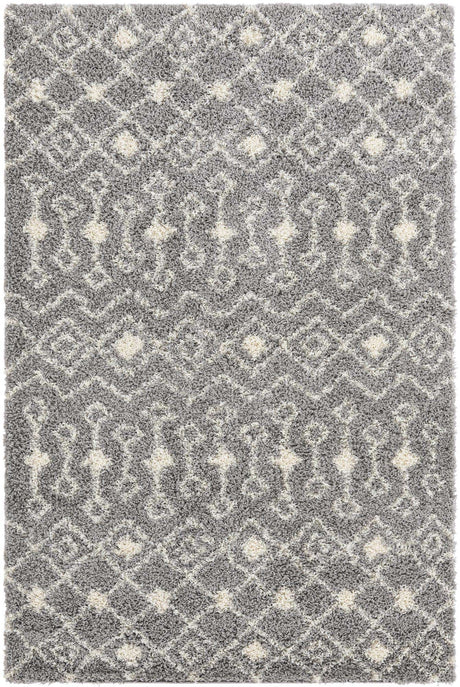 Gray 6' 1 x 9' Moroccan Trellis Shag Rectangle Area Rug Thick Soft Touch Fluffy & Plush Shaggy Pile