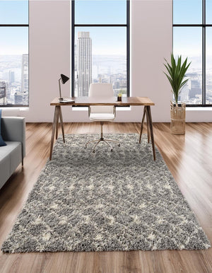 Gray 8' x 10' Moroccan Trellis Shag Rectangle Rug