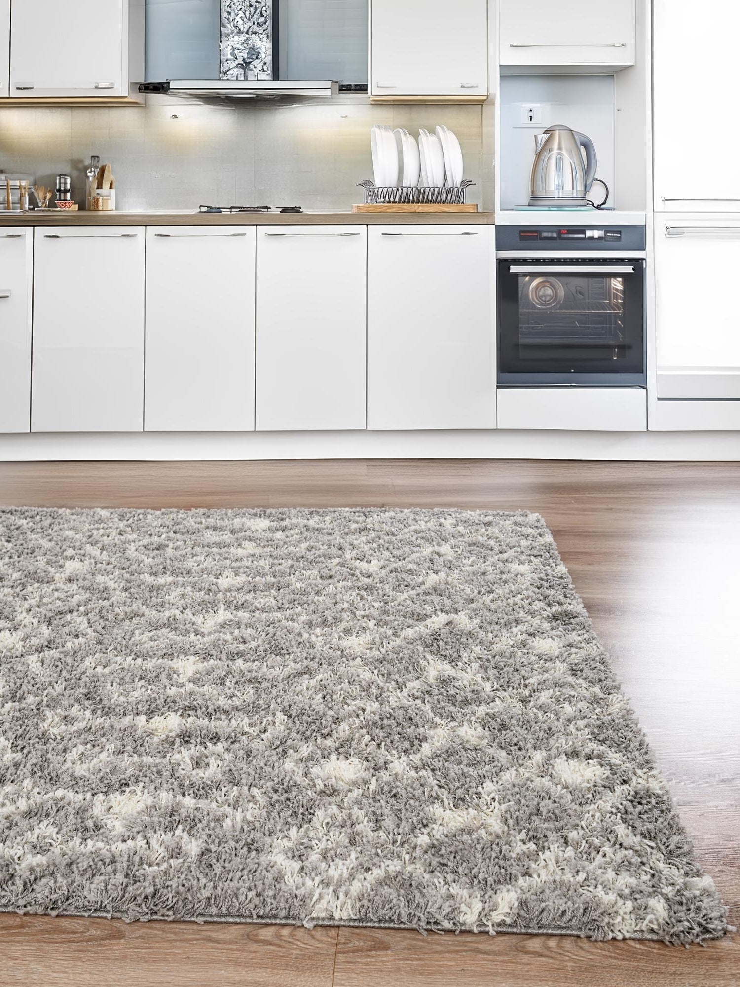 Gray 2' x 3' 1 Moroccan Trellis Shag Rectangle Area Rug Thick Soft Touch Fluffy & Plush Shaggy Pile 100% Polypropylene Geometric Traditional Carpet for Sale at Rug Engine